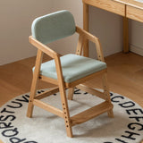 Oak Solid Wood Adjustable Height Kids Soft Chair.