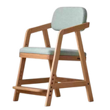 Oak Solid Wood Adjustable Height Kids Soft Chair.