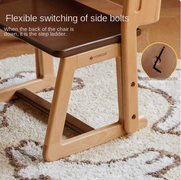 Beech Solid Wood Children's Multi-function Step Ladder Chair. – WEHOMZ
