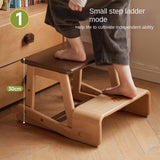 Beech Solid Wood Children's Multi-function Step Ladder Chair.
