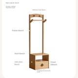 Beech Solid Wood Kids Nightstand With Clothes Rack