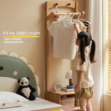Beech Solid Wood Kids Nightstand With Clothes Rack