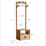 Beech Solid Wood Kids Nightstand With Clothes Rack