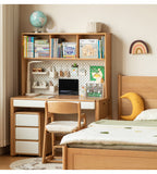 Beech Solid Wood Bookshelf Integrated Children's Desk.