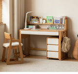 Beech Solid Wood Bookshelf Integrated Children's Desk.