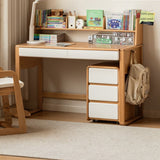 Beech Solid Wood Bookshelf Integrated Children's Desk.