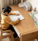 Beech Solid Wood Bookshelf Integrated Children's Desk.