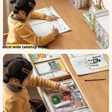 Beech Solid Wood Bookshelf Integrated Children's Desk.