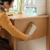 Beech Solid Wood Bookshelf Integrated Children's Desk.