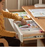 Beech Solid Wood Bookshelf Integrated Children's Desk.