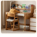 Beech Solid Wood Bookshelf Integrated Children's Desk.