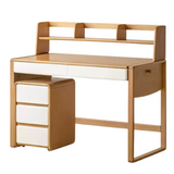 Beech Solid Wood Bookshelf Integrated Children's Desk.
