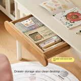 Rubber Solid Wood Cream Style Children's Writing Desk.
