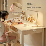 Rubber Solid Wood Cream Style Children's Writing Desk.