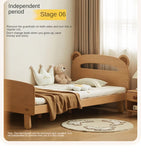 Beech solid wood children's guardrail bed with light