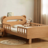 Beech solid wood children's guardrail bed with light