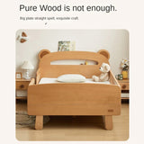 Beech solid wood children's guardrail bed with light