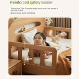 Beech solid wood children's guardrail bed with light