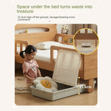 Beech solid wood children's guardrail bed with light