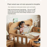 Beech solid wood children's guardrail bed with light