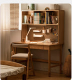 Oak Solid Wood Kids Lifting Study Desk Bookshelf