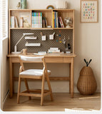 Oak Solid Wood Kids Lifting Study Desk Bookshelf