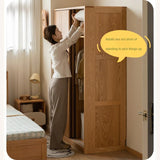 Oak, Solid Rubberwood Kids Sliding Door Wardrobe