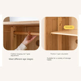 Oak, Solid Rubberwood Kids Sliding Door Wardrobe