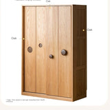 Oak, Solid Rubberwood Kids Sliding Door Wardrobe