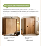 Oak, Solid Rubberwood Kids Sliding Door Wardrobe