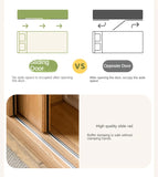 Oak, Solid Rubberwood Kids Sliding Door Wardrobe