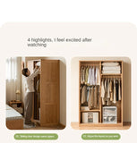 Oak, Solid Rubberwood Kids Sliding Door Wardrobe