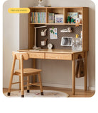 Oak, Beech Solid Wood Children's Ctudy Desk Bookshelf Integrated