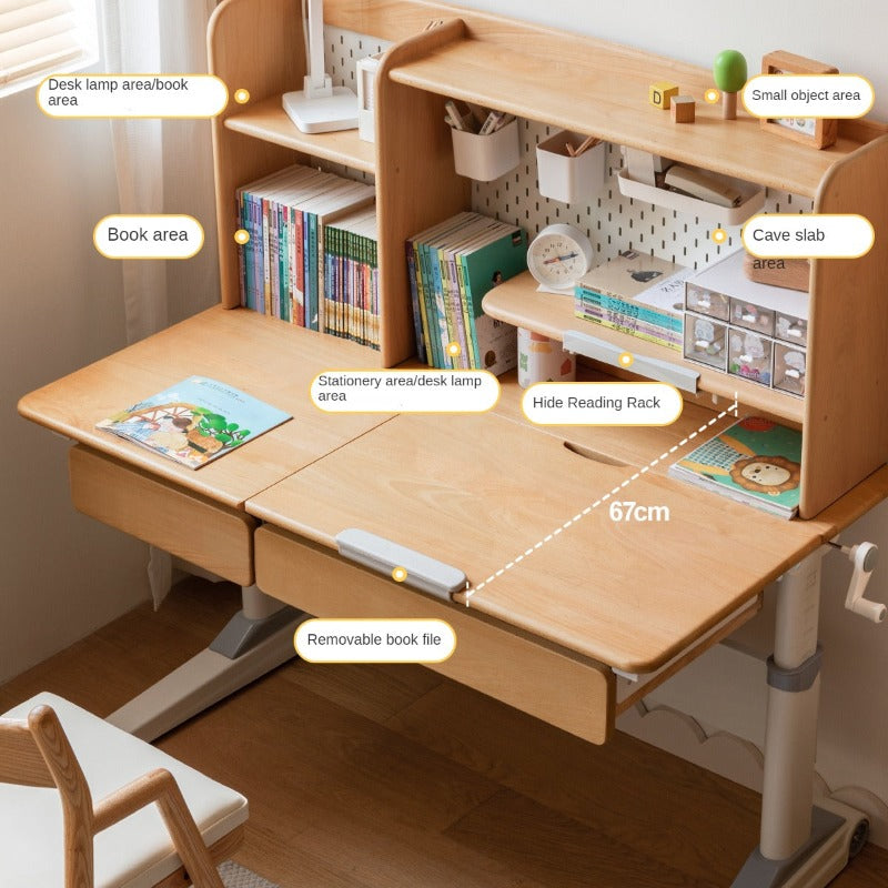 Beech Solid Wood Children's Raised and Lowered Study Table – WEHOMZ