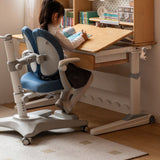Beech Solid Wood Children's Raised and Lowered Study Table