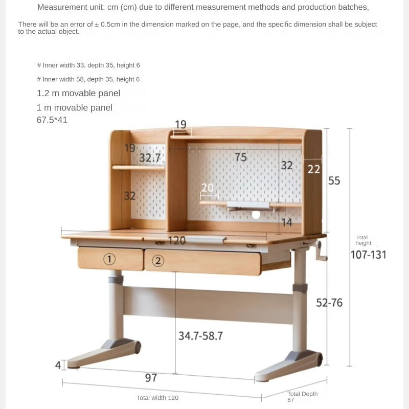 Beech Solid Wood Children's Raised and Lowered Study Table – WEHOMZ