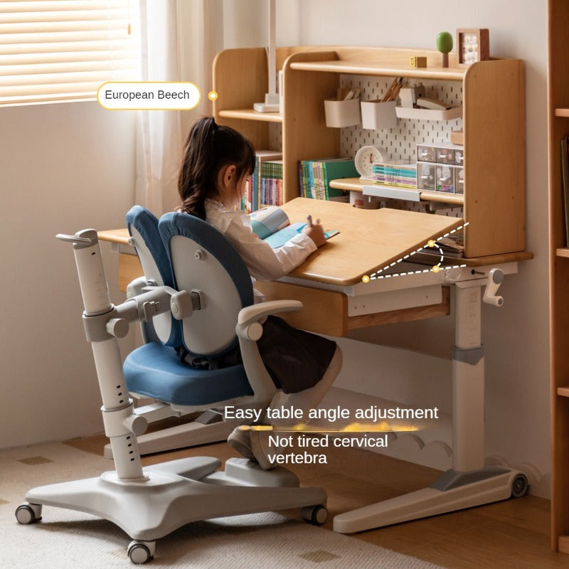 Beech Solid Wood Children's Raised and Lowered Study Table – WEHOMZ