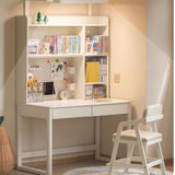 Poplar Solid Wood Cream Style Bookshelf Integrated Table