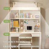 Poplar Solid Wood Cream Style Bookshelf Integrated Table