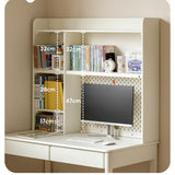 Poplar Solid Wood Cream Style Bookshelf Integrated Table
