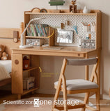 Beech Solid Wood Children's Study Table Bookshelf Integrated