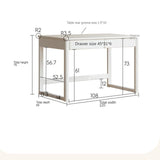 Poplar Solid Wood Study Table Writing Desk White Cream
