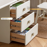 Poplar Solid Wood Cream Style Retractable Children's Double Desk