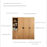Oak Solid Wood Kids Wardrobe And Bookcase Combination