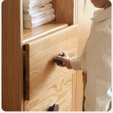 Oak Solid Wood Kids Wardrobe And Bookcase Combination