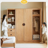 Oak Solid Wood Kids Wardrobe And Bookcase Combination