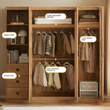 Oak Solid Wood Kids Wardrobe And Bookcase Combination
