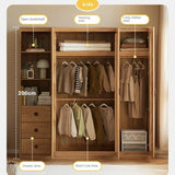 Oak Solid Wood Kids Wardrobe And Bookcase Combination