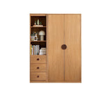 Oak Solid Wood Kids Wardrobe And Bookcase Combination