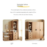 Oak Solid Wood Kids Wardrobe And Bookcase Combination